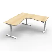 1800Mm Natural Oak And White Corner Workstation