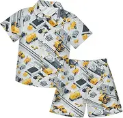 [Caihoyu] Big Boy Short Sleeve Shirt Top+shorts Suits Casual Toddler Boy Outfits Summer Clothing