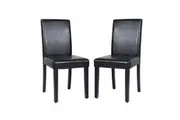 Melbournians Furniture 2X Frame Black Leatherette With Solid Pine Legs Dining Chairs