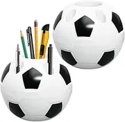 Football Pen Holder, 2Pcs Creative Pencil Container Soccer Style Desktop Storage Organizer for Home,Office,Desk Decor
