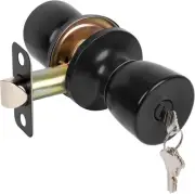 HOSOM Door Knob with Lock and Key, Matte Black Knobs Exterior 1, Entry