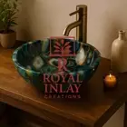 Handmade Blue Agate Stone Sink–Natural Gemstone Vessel Basin–Luxury Vanity Bowl