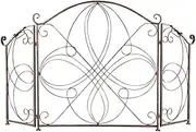 Fireplace Screen Corners Retro Old Pattern Grill Living Room Decoration Iron Fireplace Screen Fire Screen