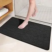 Color&Geometry Quick Dry Thin Bathroom Rugs Fit Under Door- Super Absorbent, Non Slip Rubber Backing, Non Shedding, Washable Black Bath Mat- 24"x36" Large Bath Mats for Bathroom Floor