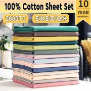 2000TC Fuzzy Egyptian Cotton Flat Fitted Sheet Set Single/Double/Queen/King Size