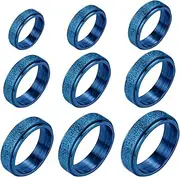 17Dec 9-Pack Stainless Steel Fidget Toy Set for Men, Women, Adults,Unisex Gift Idea,Stress Relieving Anxiety Rings Fidget Rings for Women,Men