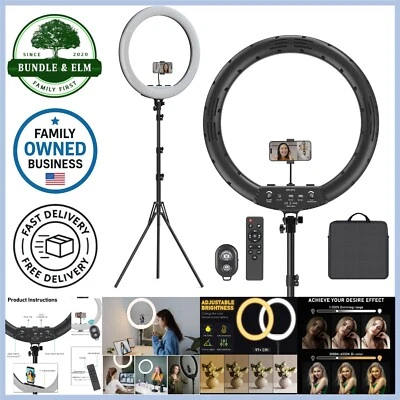21 inch LED Ring Light with Stand Dimmable Tripod Phone Holder Remote