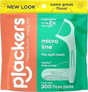 [Plackers] Micro Line Dental Floss Picks, Fold-Out FlipPick, Tuffloss, Easy Storage with Sure-Zip Seal, Fresh Mint Flavor, 300 Count
