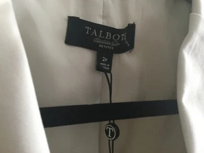 TALBOTS Womens Beige Linen Jacket Button Front, Lined, 3/4 Sleeves 2P NEW w/Tags