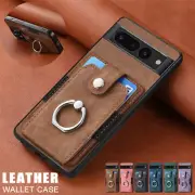 For Google Pixel 6/7/8/9 Pro XL 8A 7A 6A Case Leather Card Wallet Ring Cover