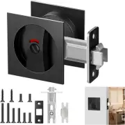 Square Pocket Door Lock with Color Coded Indicator, Black