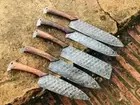 Handmade Damascus Hammered Chef Knife Set Vintage KnifeForged Steel Perfect Gift
