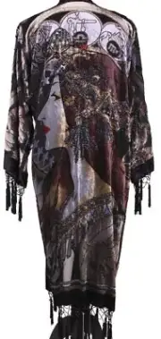 ASTROLOGER BLACK MUCHA ARTDECO STEVIE NICK'S STYLE GYPSY BOHO DELUXE DUSTER