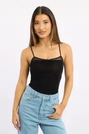 Black Singlet Bodysuit Velvet - Size 12M, Women's Bodysuit