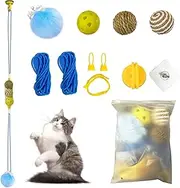 11 PCS Cat Toys Set, Cat Toys for Indoor Cats Interactive Cat Toys Hanging Kitten Toys, Cat Bell Balls Teaser Ball Chase and Exercise for Kitty Cat Birthday Gift