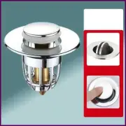 Universal Rebound Drain Plug Filter Basin Pop-up Chrome Sink Filter with Hair