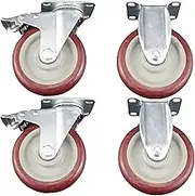 riin 4pcs Set 5inch 125mm Solid Hard Plastic Caster Wheel Heavy Duty 2 Swivel&Brake/Lock Plus 2 Fixed Industrial Castor 140kg ea for Trolley Furniture Equipment