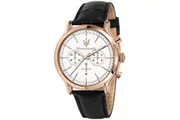 Maserati Epoca Chronograph Leather Strap White Dial Quartz R8871618016 100M Men's Watch