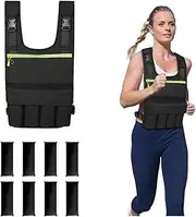 Weighted Vest Adjust Weight from 1.5-12 LB with Shoulder Pad, Adjustable Shoulder and Waist Straps with Buckles, Quick Disassembly Design for Safety, Chest Pocket for Holding Phones