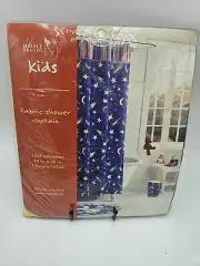 New Home Trends Kids "To The Moon" Outer Space Rocket Fabric Shower Curtain