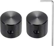uxcell 2 Pcs Aluminium Potentiometer Knobs, 1/4"(6.4mm) IDx5/8(15mm) ODx1/2(12.5mm) Height Universal Volume Tone Control Knobs for Guitar, Bass, Black