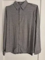 NWT ZACHARY PRELL L/S Woven Jersey Polo Shirt Mens Size MED Blk/Gray Orig $148