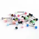 Ball Tongue Rings Stainless Steel Acrylic Fashionable Piercing Barbell Body