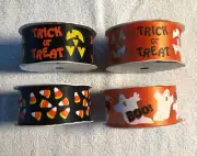 Vintage Halloween Offray Ribbon Treasures 1 3/8" Pumpkins Ghosts Candy Lot 4 NOS