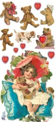 Violette Stickers Victorian Teddy Bears Valentine's Day Craft Planner Supply