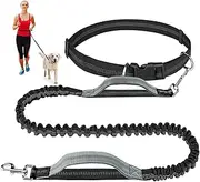 Upliftjoys Hands Free Dog Leash with Zipper Pouch, Entrancet Handsfree Leash for Dogs, Dual Padded Handles Running Leashs, Retractable Bungee Waist Dog Leashs for Walking (Gray,Single)