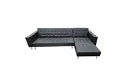 Sarantino Corner Faux Leather Sofa Bed Couch with Chaise - Black