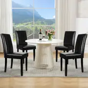 ALFORDSON 4x Dining Chairs Cafe Kitchen High-Back Chair Glossy PU Leather Black