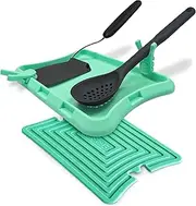 Blue Bosti Nottadrip Silicone Spoon Rest for Stove Top - Kitchen Spoon Rest for Countertop, Ladle Holder, All in 1 Serving Station, Elevate Handles, Drip to Tray, Mess Free - 5PC Trivet Set - Mint
