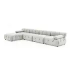 Foret 5 Seater Sofa Modular Arm Ottoman Tufted Velvet Lounge Couch Chaise Beige