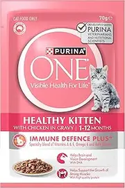 PURINA ONE Kitten Wet Cat Food Succulent Chicken in Gravy Pouch 12x70g