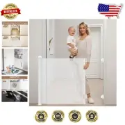 Durable Retractable Mesh Gate - 55" Baby & Dog Safety Barrier for Indoor/Outdoor