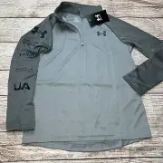 Under Armour Youth Boys Gray Quarter Zip Pullover Lightweight NEW