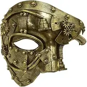 Steampunk Metal Mask, Retro Half Face, Masquerade Mask for Women & Men, Venetian Pretty Party Evening Prom Mardi Gras Mask, Costume Accessory