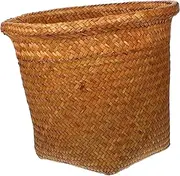 Vaguelly Handwoven Rattan Storage Basket Multifunctional Sundries Organizer for Bedroom Living and Office Decorative Woven Laundry Basket for Clothes and