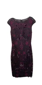 NWT Aidan mattox Black Embroidered Sequin Cocktail Dress-Sz 4