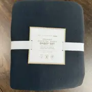 POTTERY BARN TEEN ORGANIC ESSENTIAL JERSEY SHEET SET, TWIN XL ~ FADED BLACK