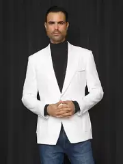 NWT SIZE XXL MENS WHITE BLAZER ,TAILOR FIT, 2 SIDE VENT , Safari Patch Pockets