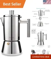 4-Cup Stainless Steel Espresso Maker - Heat Resistant Moka Pot for Coffee Lovers