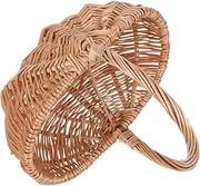 INOOMP Handwoven Rattan Basket Shape Food Container for Kitchen Lightweight and Portable Picnic Hamper for Fruits Vegetables and Eggs Aesthetic Home Decor