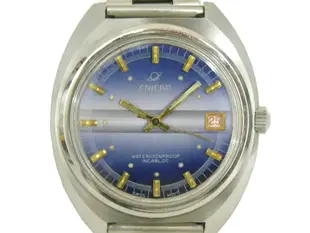 [專業] 機械錶 [ENICAR B3840] 英納格 圓型 手上鍊錶[藍色貓眼面+日期]時尚/軍錶/中性錶