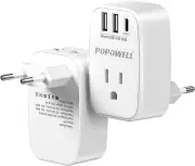 2 Pack European Travel Plug Adapter USB- International Plug Adapter with 2 Outle