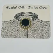 Black & Gold Faux Crystal Button Cover for Banded Collar Tuxedo Shirt Mandarin