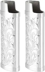 Lighter Case, 2Pcs Open Top Match Protective Lighter Case for Outdoor (Silver)