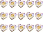 sourcing map 15 Pcs 3D Heart AB Nail Rhinestones K9 Glass Crystal Rhinestones Pointed Back Crooked Heart Gems for Nail Charm Art DIY Decoration Craft 8x8mm