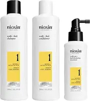 Nioxin Scalp + Hair Thickening System Kit 1 for Natural Hair with Light Thinning (Shampoo 300 ml + Conditioner 300 ml + Treatment Serum 100 ml)